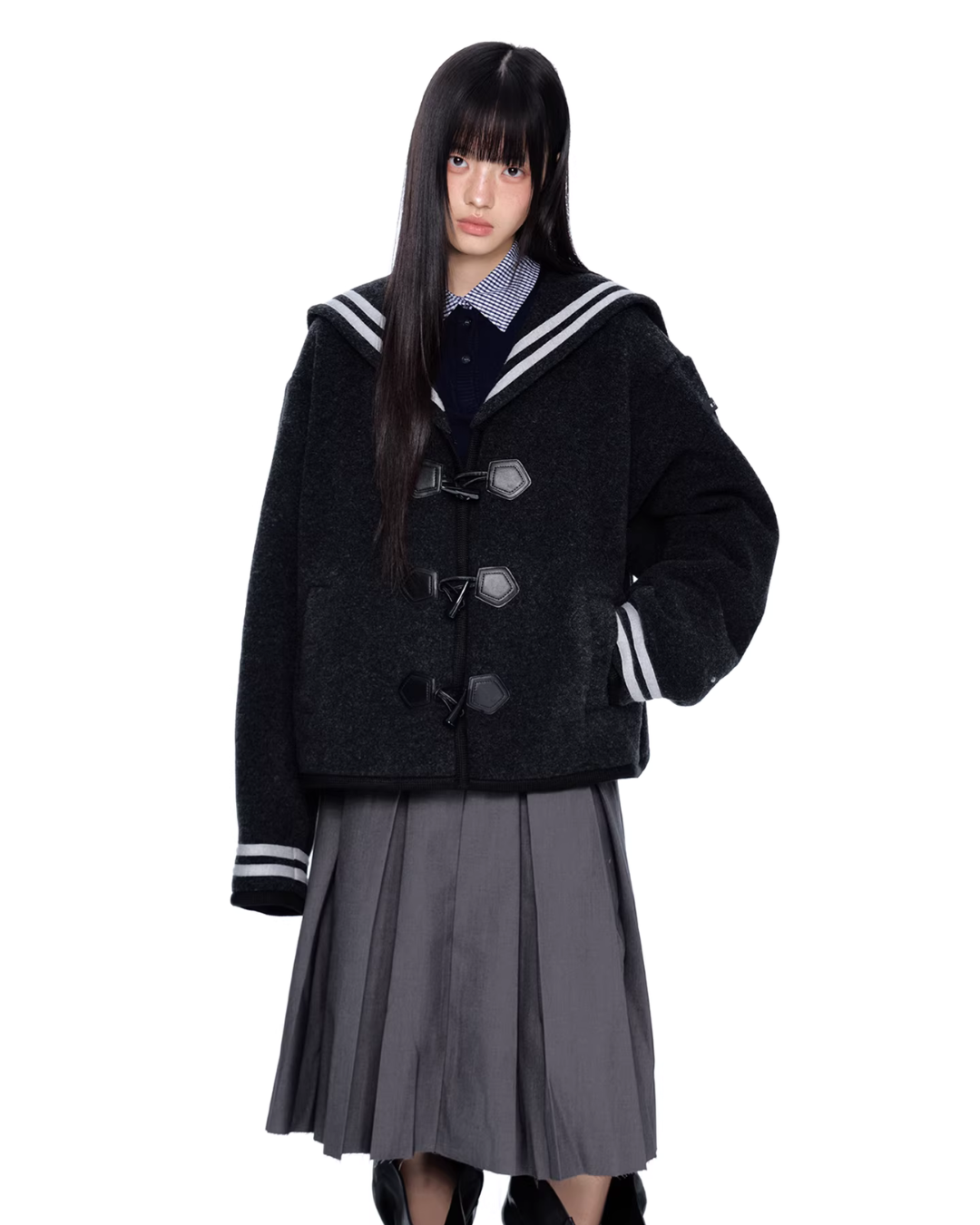 Sailor Collar Duffle Coat EZK0096