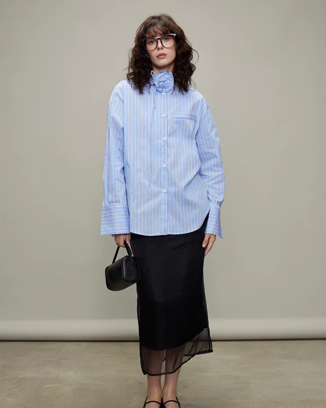 Rose Stripe Loose Shirt TEO0011