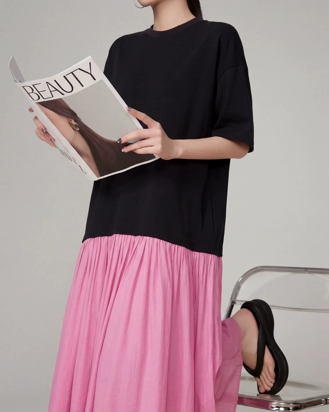 Mixed Material Docking Dress FER0313