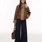 Brown Suede Jacket/Wide Denim Pants ELS0008