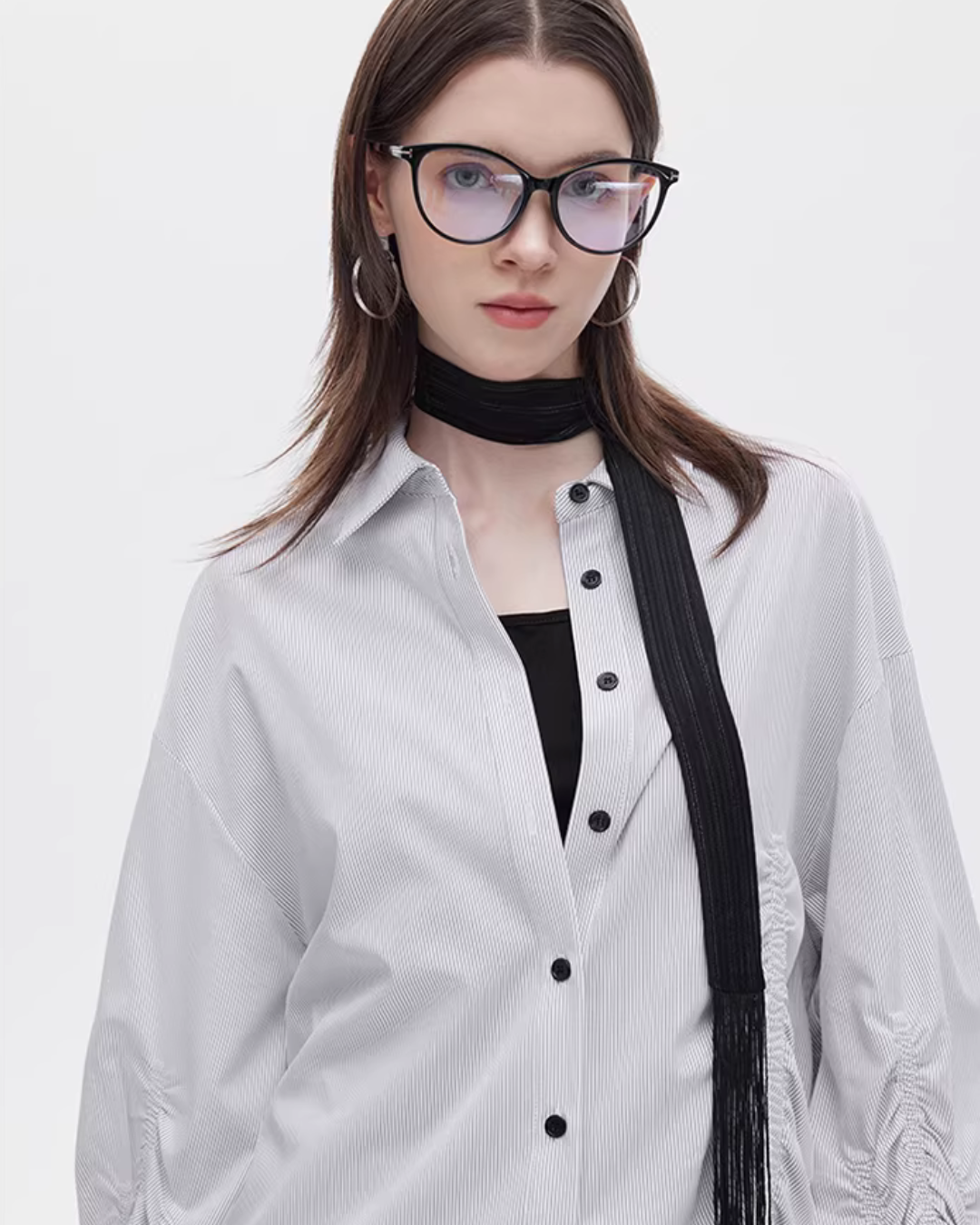 Bamboo Irregular Long-Sleeve Shirt SHN0021