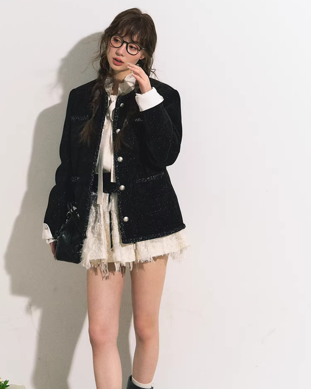 Silver Button Tweed Jacket RCR0011