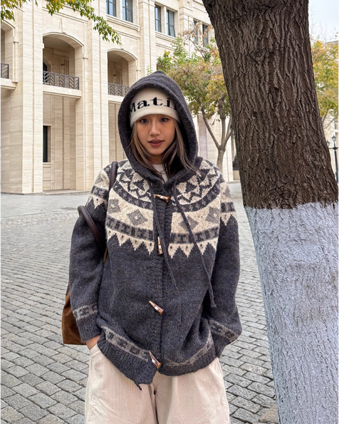 Nordic Pattern Hood Cardigan CYE0011