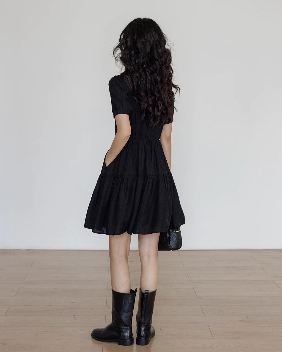 Plain Tiered Shirt Dress VAS0103