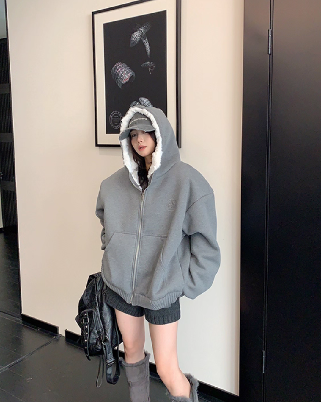 Fleece Lined Knit Hoodie YLS1007