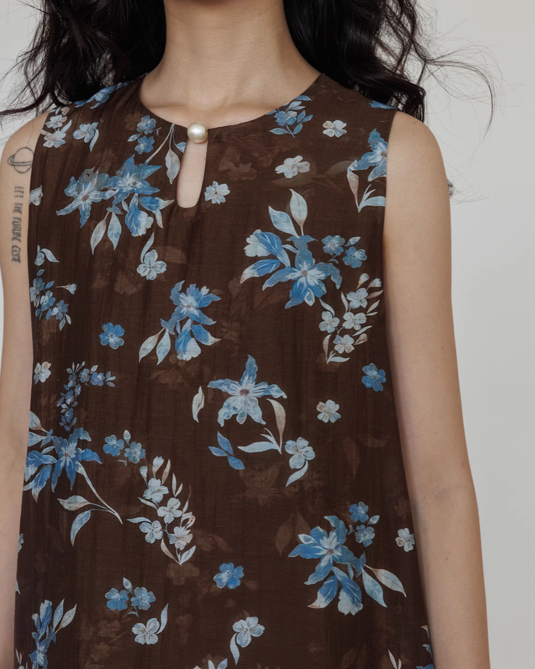 Retro Flower Design Sleeveless Dress VAS0102