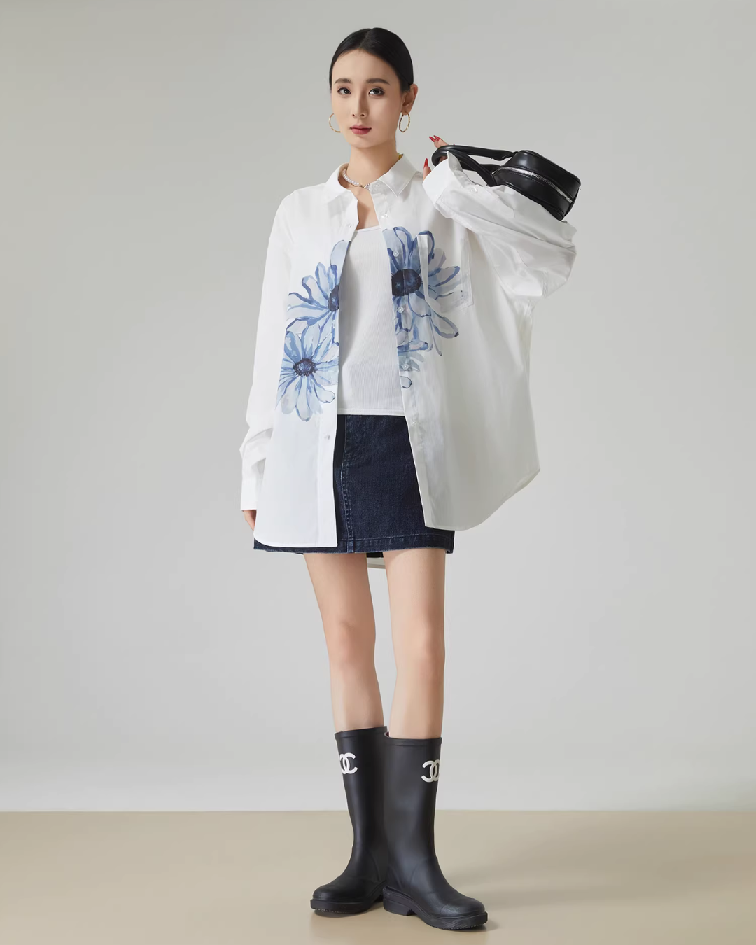 Flower Print Long-Sleeve Shirt FER0078
