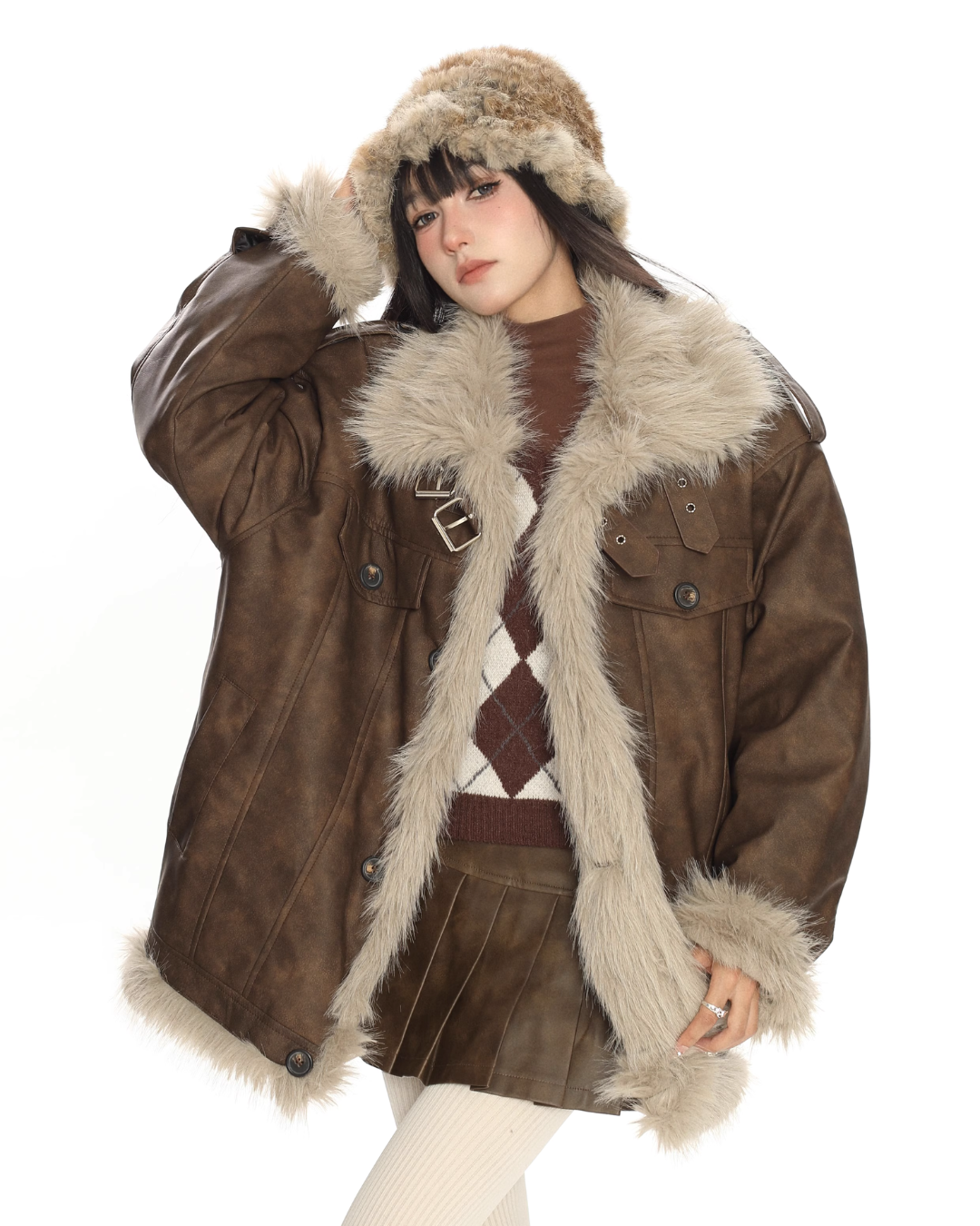 Vintage Fur Leather Jacket BGS0003