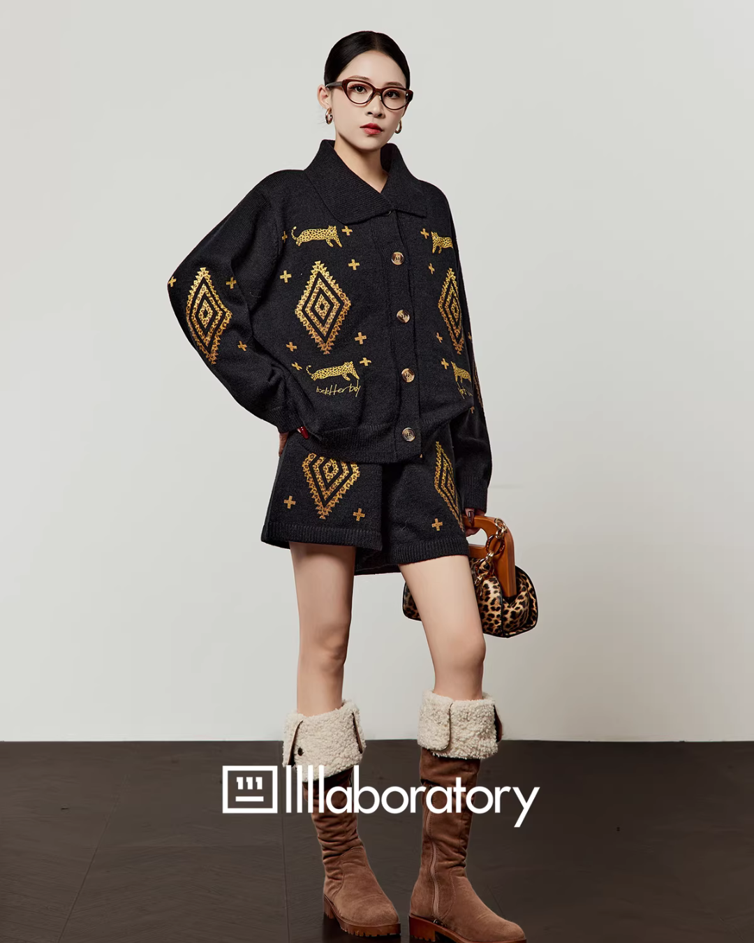 Chic Leopard Knit Top/Shorts LLA0615