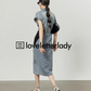 Retro Slit Denim Dress LLA0165