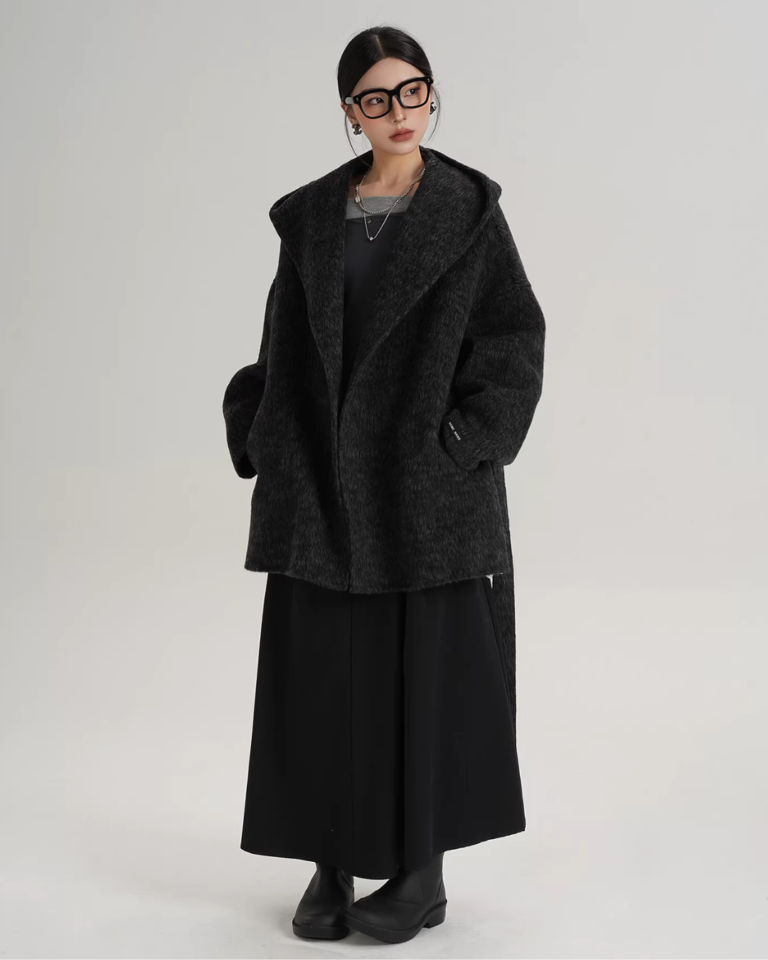 Open Collar Long Coat SRS0414