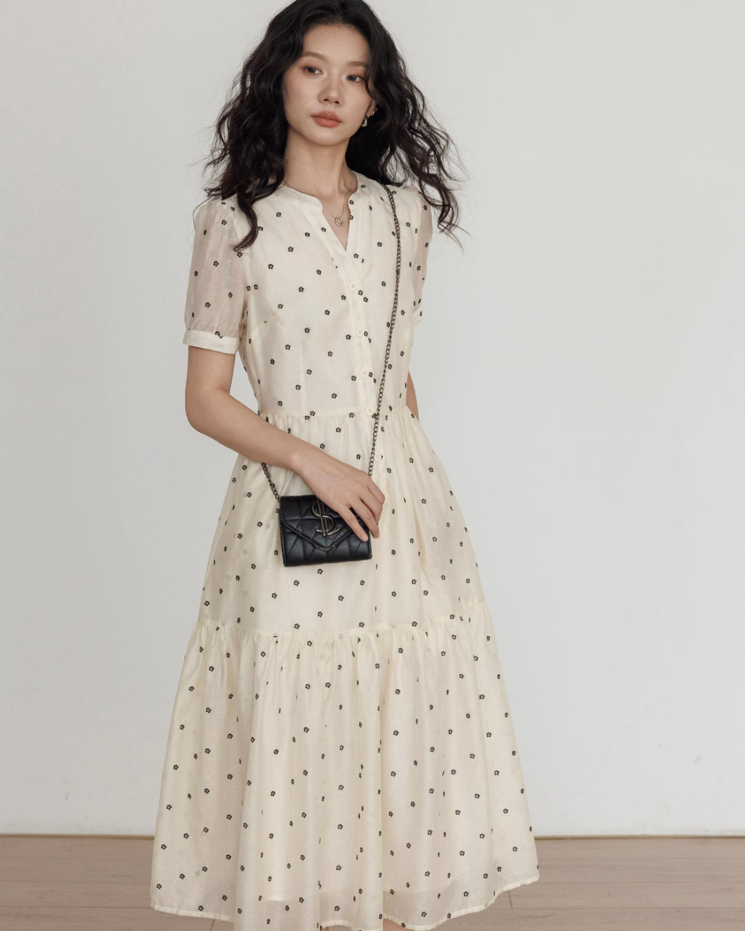 Floral Pattern Flare Long Dress VAS0134