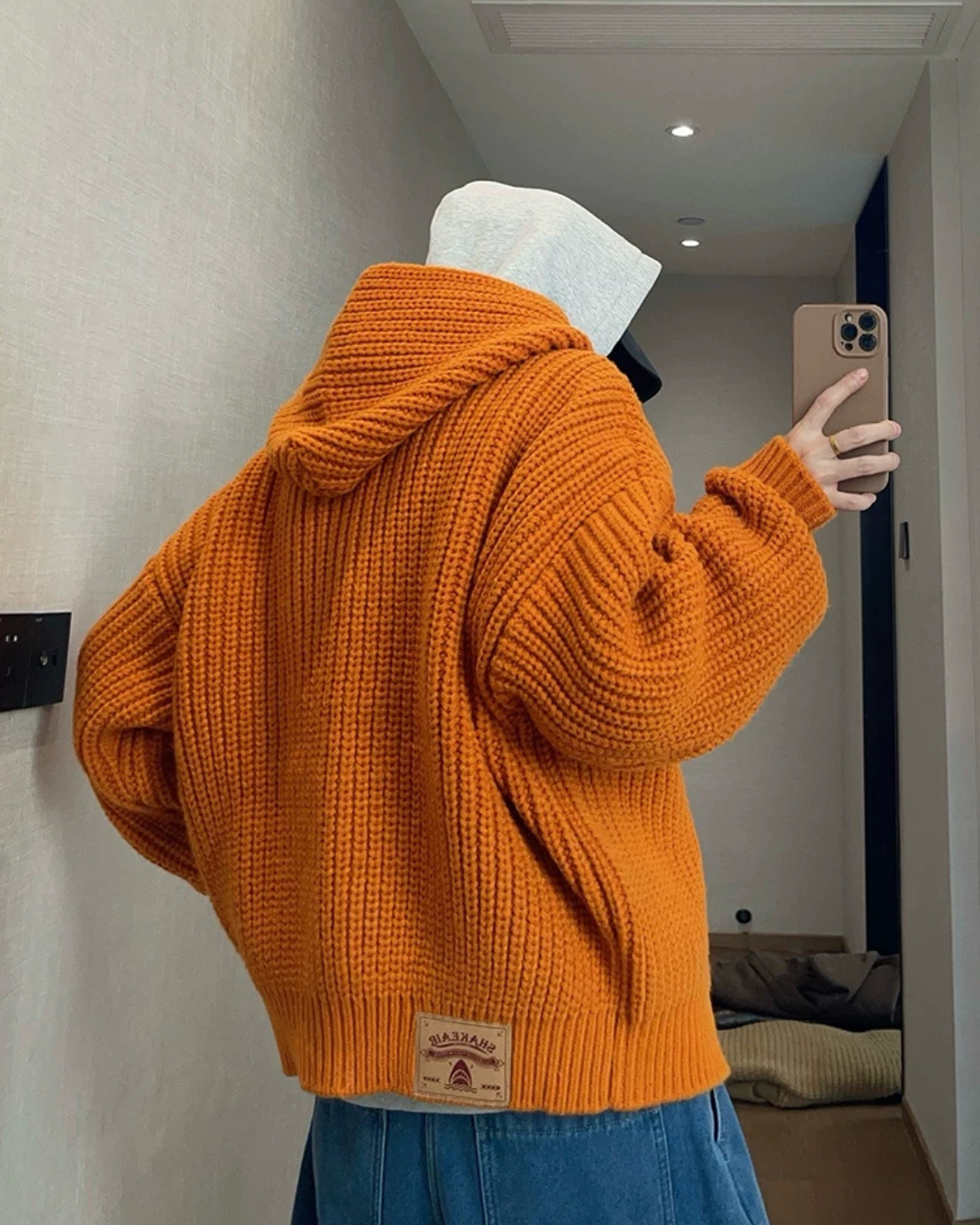 Loose-Gauge Hooded Rib Knit Cardigan DAZ0011