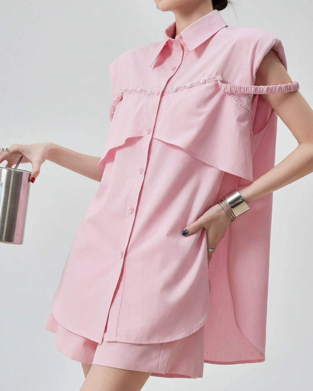 Pink Sleeveless Shirt / Half Pants FER0345