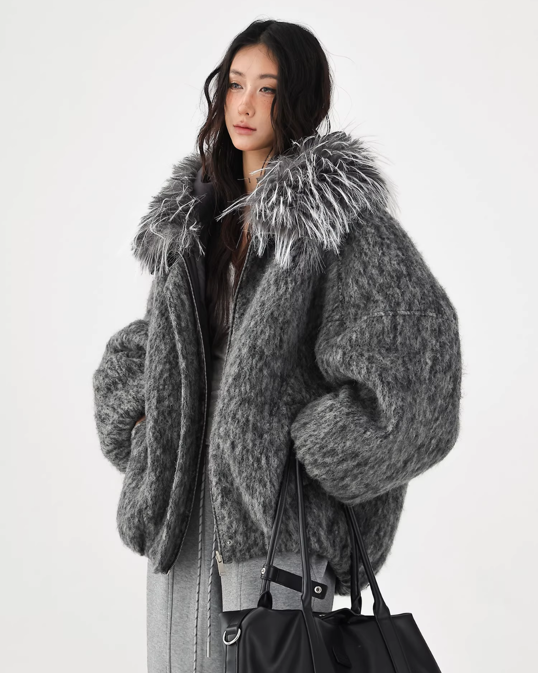 Fur Hood Knit Jacket ACS0357