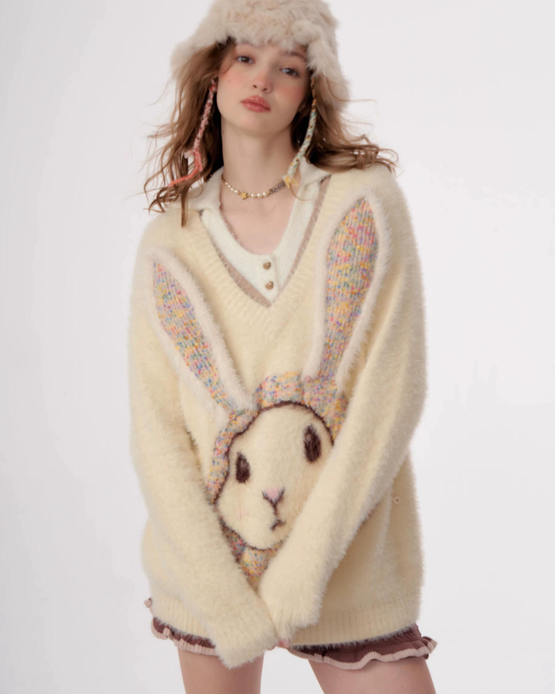 Bunny Girl Apricot Over Knit ZZF0283