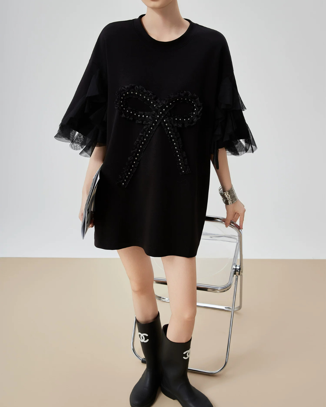 Ribbon & Tulle Frill T-Shirt FER0189