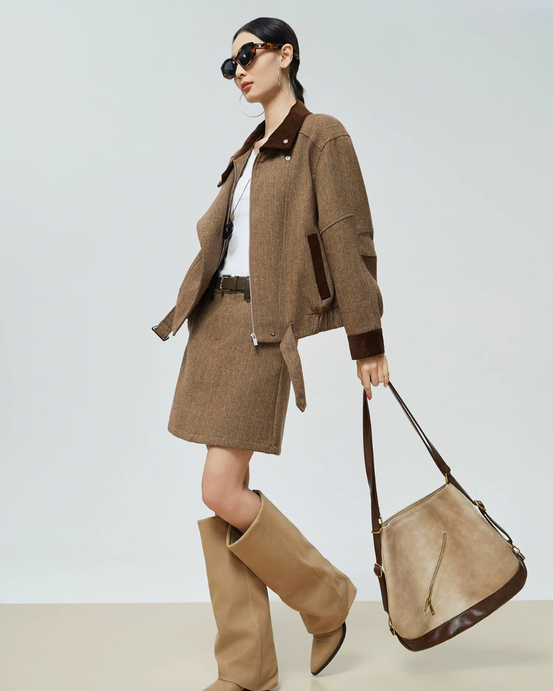 Wool-Like Short Jacket / Mini Skirt FER0379