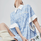 Plaid Patchwork Short-Sleeve Shirt FER0178