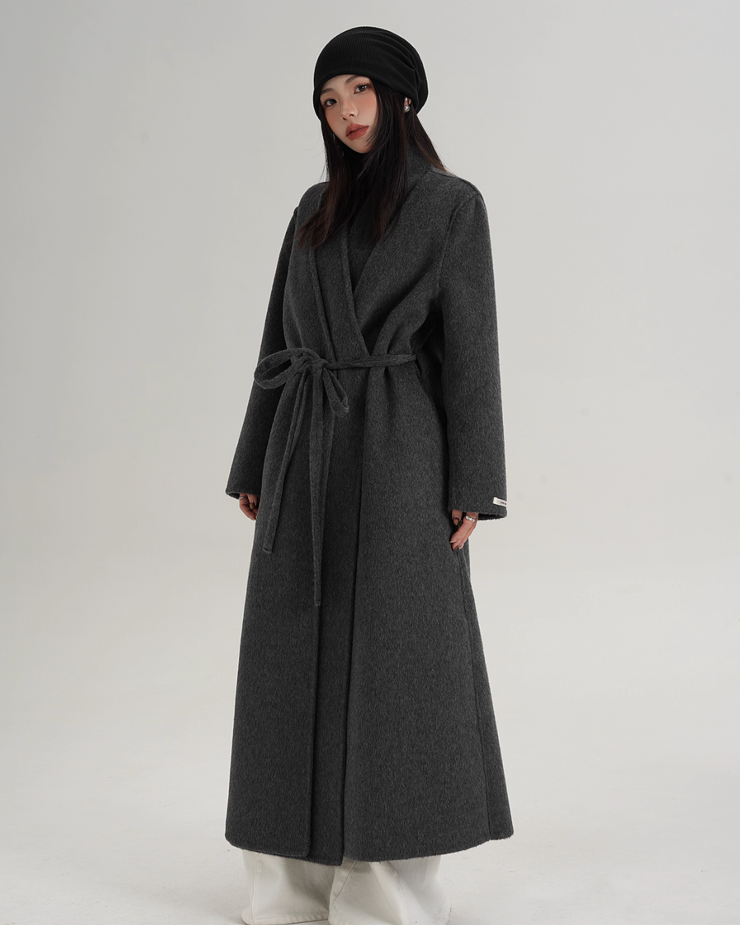 V-Neck Wool Long Coat SRS0387