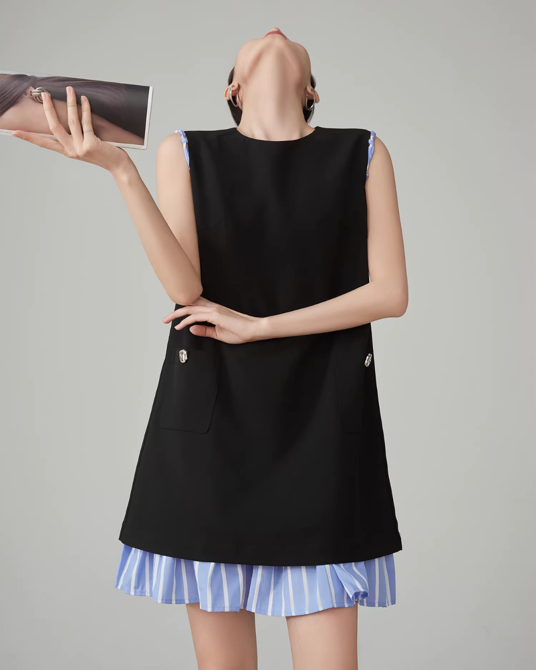 Striped Patchwork Sleeveless Vest Dress FER0066