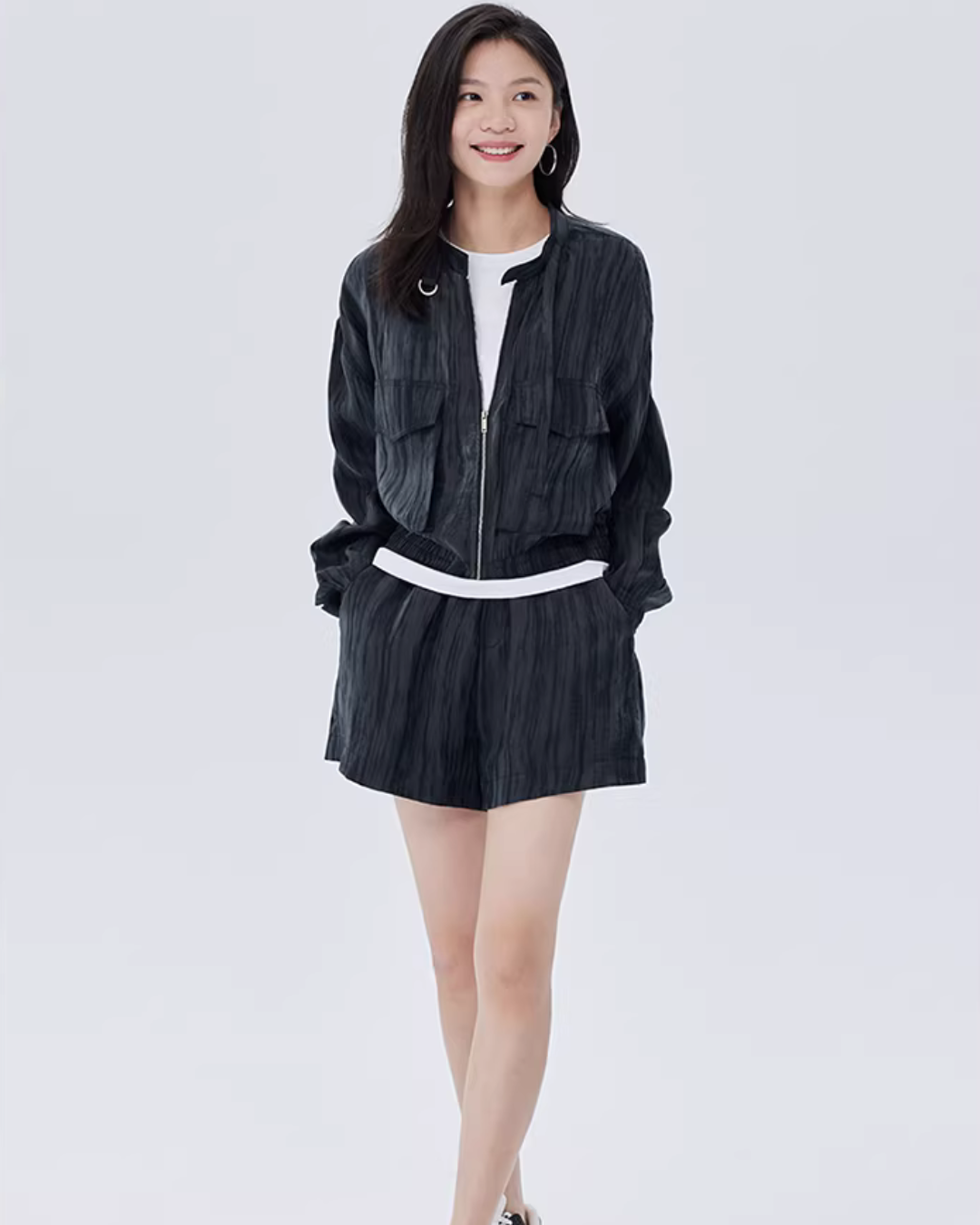 Round Neck Zip-Up Short Jacket SHN0022