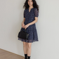 French Floral Retro V-Neck Dress VAS0015
