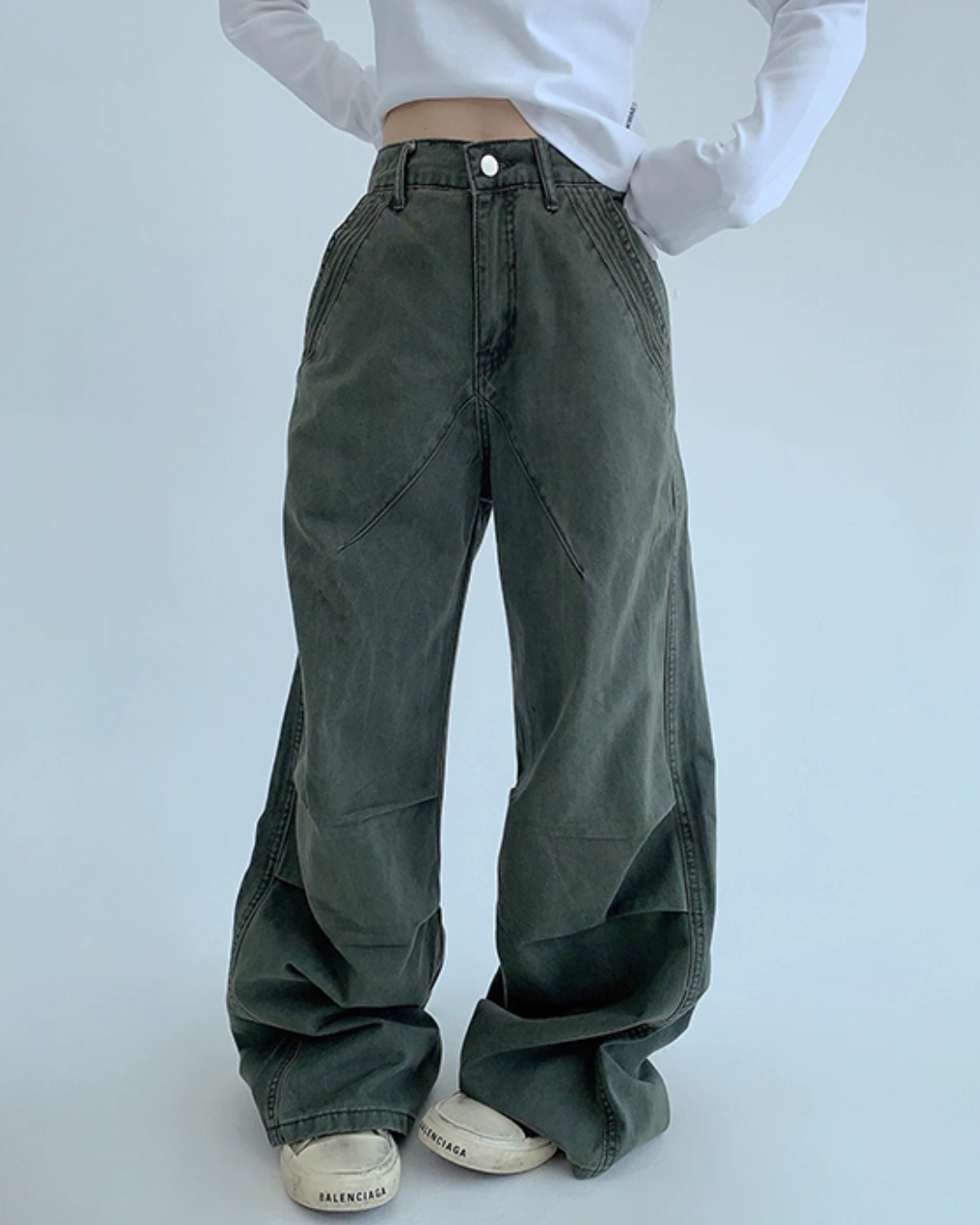 Oversized Denim Cargo Pants YLS0936