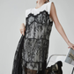 Lace Tulle Docking Sleeveless Dress FER0138