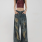 Vintage Damaged Wide Denim Pants KNH0003