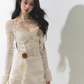 Rose motif lace sleeve dress LAS0025