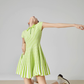 Green Striped Flare Mini Dress FER0081