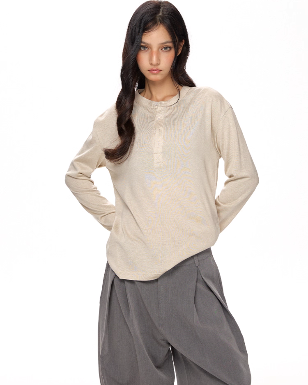 Half Button Loose Long Sleeves VAT0015