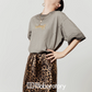 Tiger Print Short Sleeve T-Shirt / Leopard Mini Skirt LLA0504