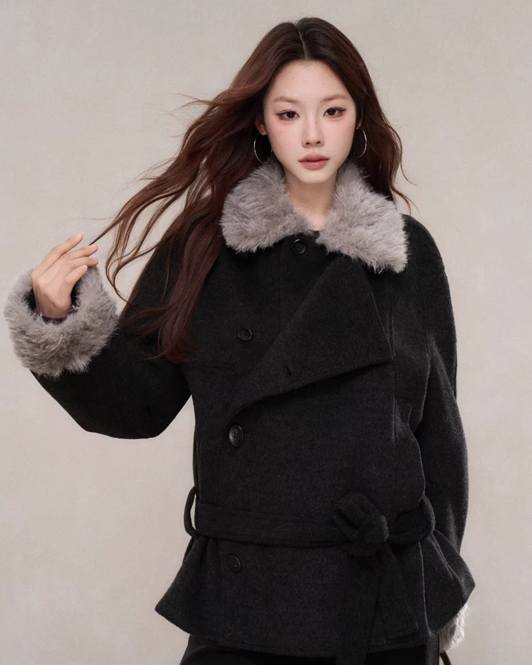 Fur Collar Mid-Length Coat WDB0009