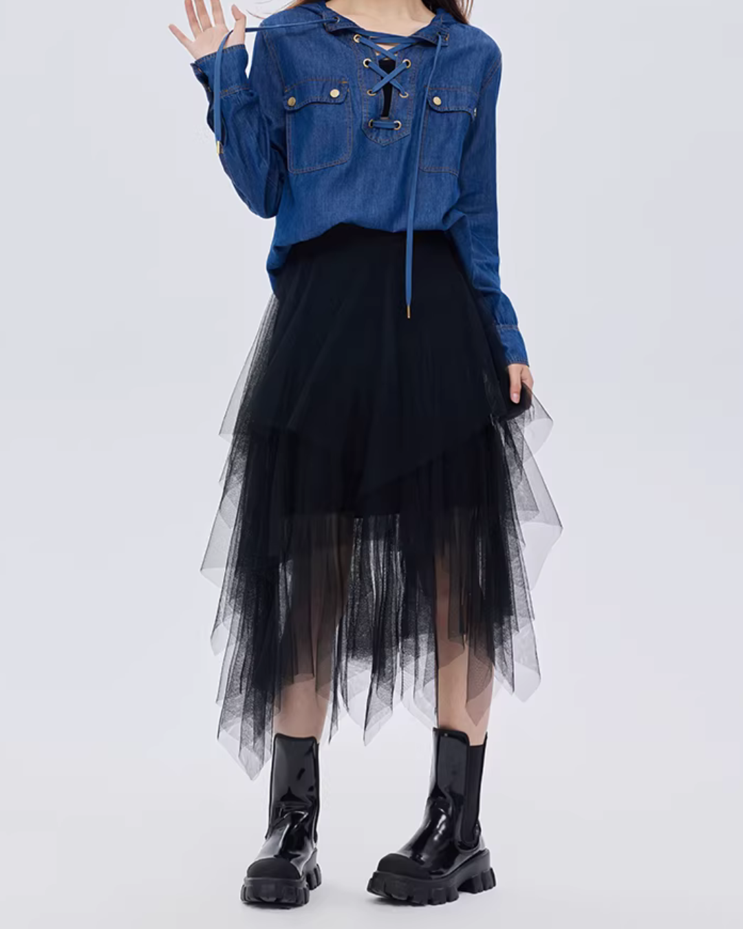Elastic Waist Flared Skirt SHN0002
