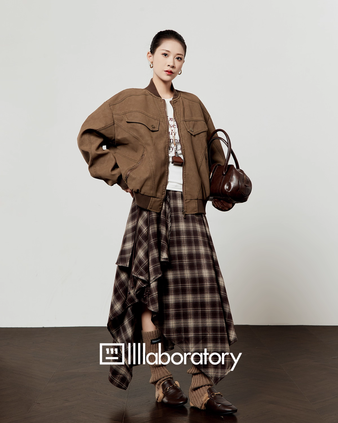 Long-Sleeve Top / Paid Long Skirt / Caramel Blouson  LLA0551