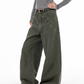 Floral Embroidery Wide Denim Pants ICM0116