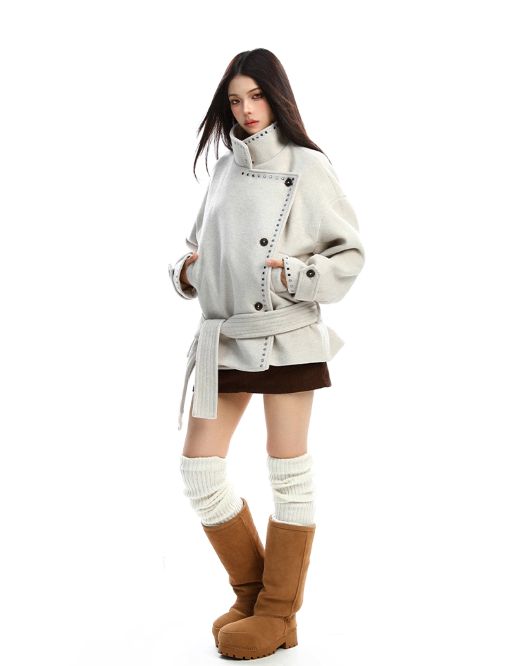 Stand Collar Mid-Length Coat BGS0035