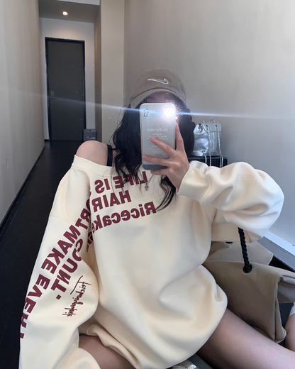 Off Shoulder Scoop Neck Sweatshirt YLS0431