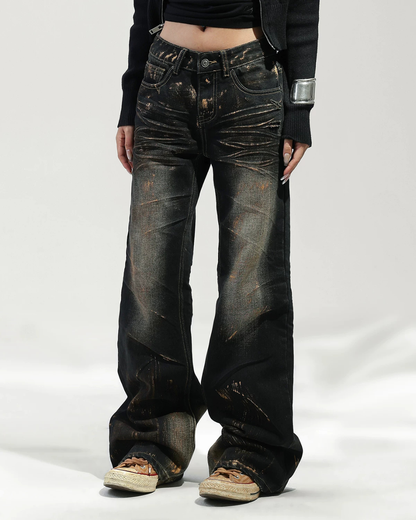 Graffiti Contour Denim Pants ACS0368