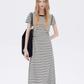 Border Slim Fit Long Dress SHN0001