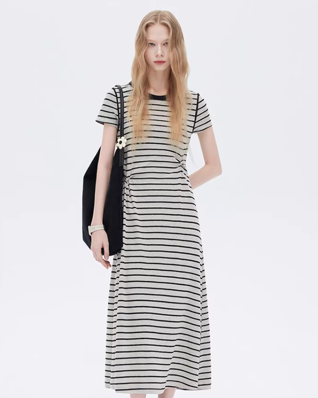 Border Slim Fit Long Dress SHN0001