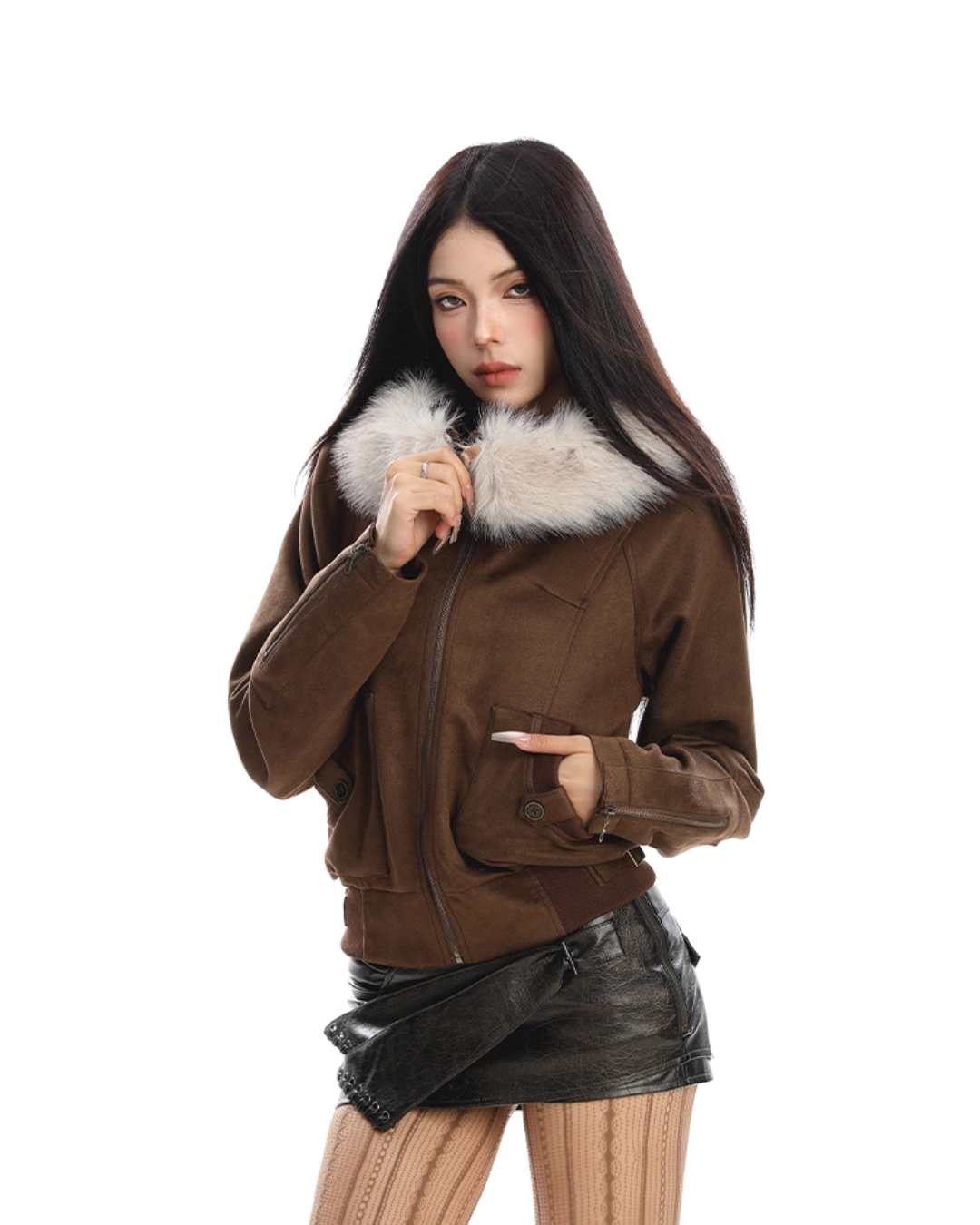 Fur Hood Suede Jacket BGS0025
