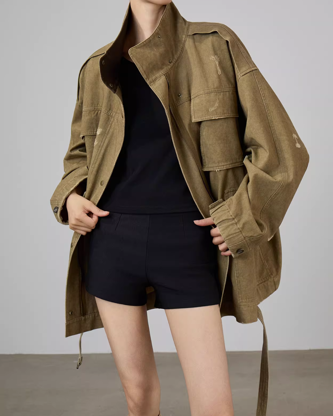 Vintage Leather Collar Jacket SUY0010