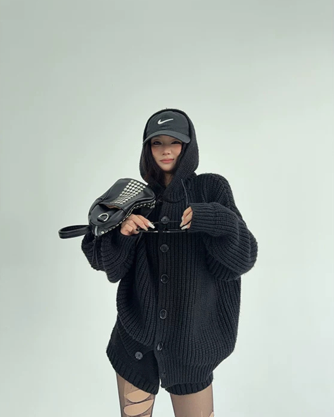 Oversized Hooded Knit Cardigan YLS1059