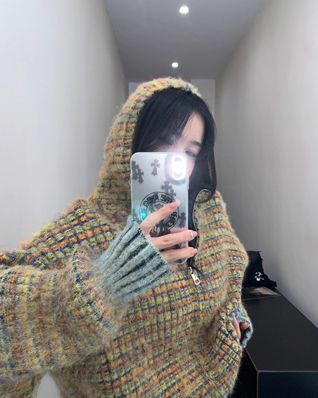 Retro Brushed Knit Hoodie YLS1004