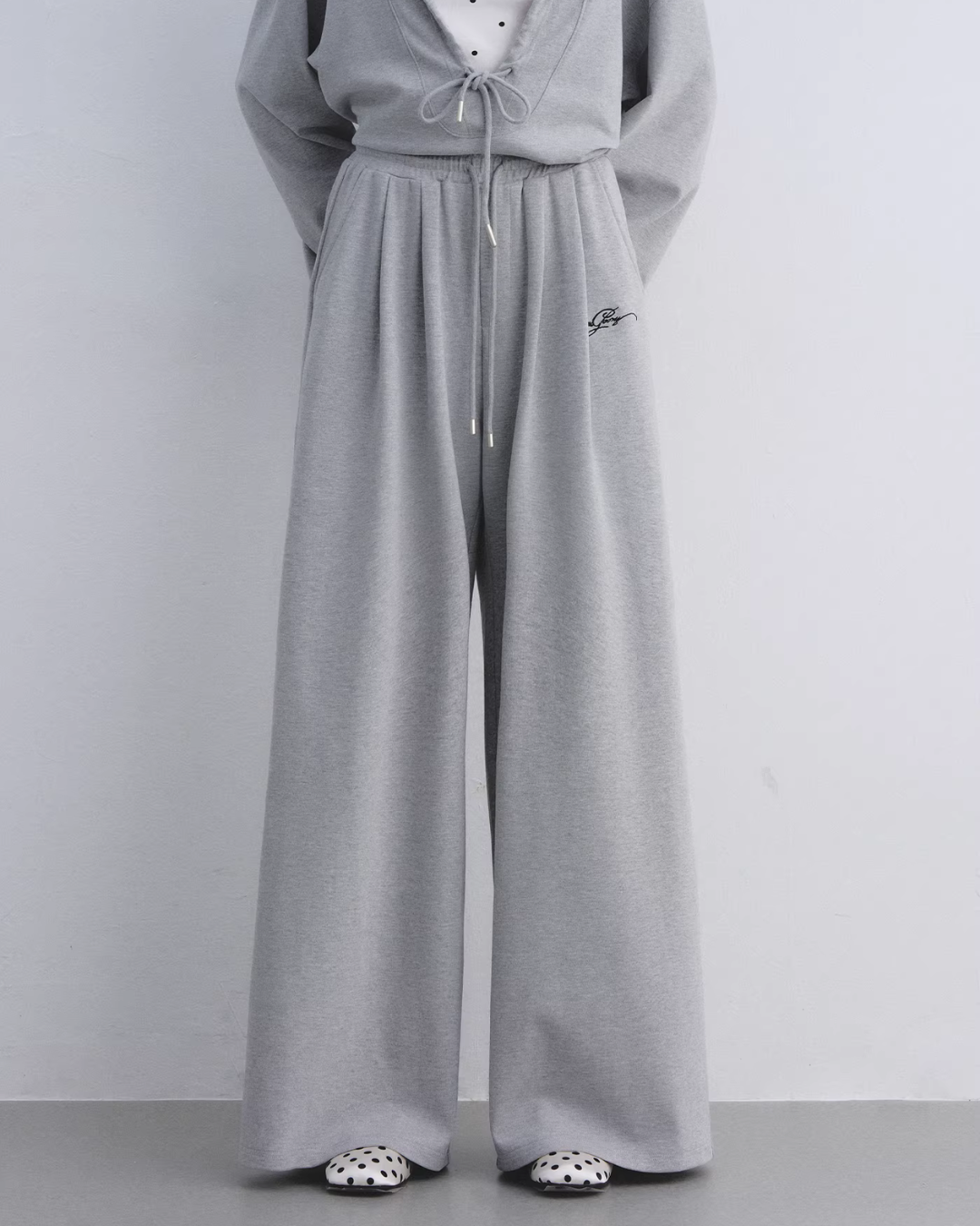 Polka Dot Vest V-Neck Hoodie / Loose Casual Sweatpants ASG0080