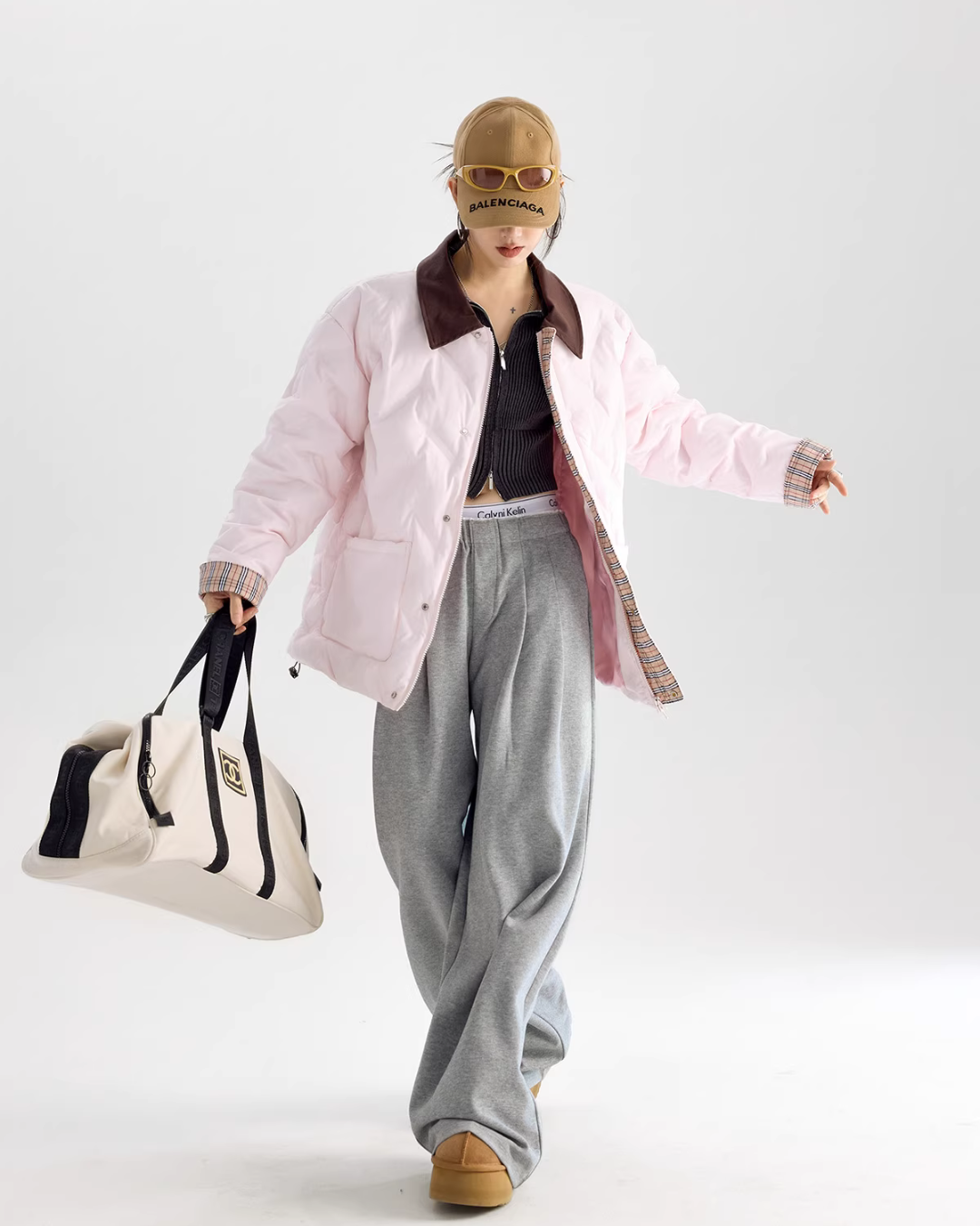 Color Block Collar Down Jacket ICM0108