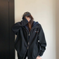 Labeled Button Double Zip Hoodie YLS1076